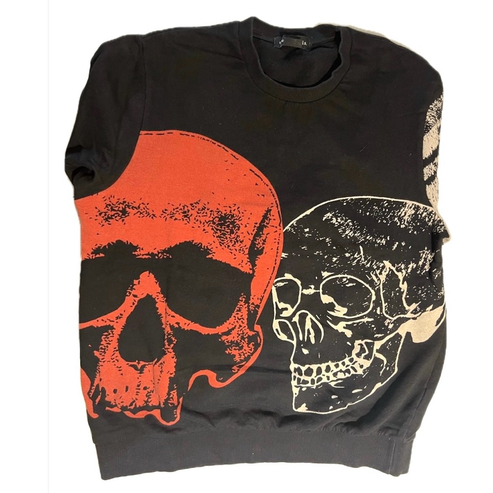 Eleven Paris Black and Red Crewneck Sweater with Skull Design, Size L Price $80 - Picture 2 of 5